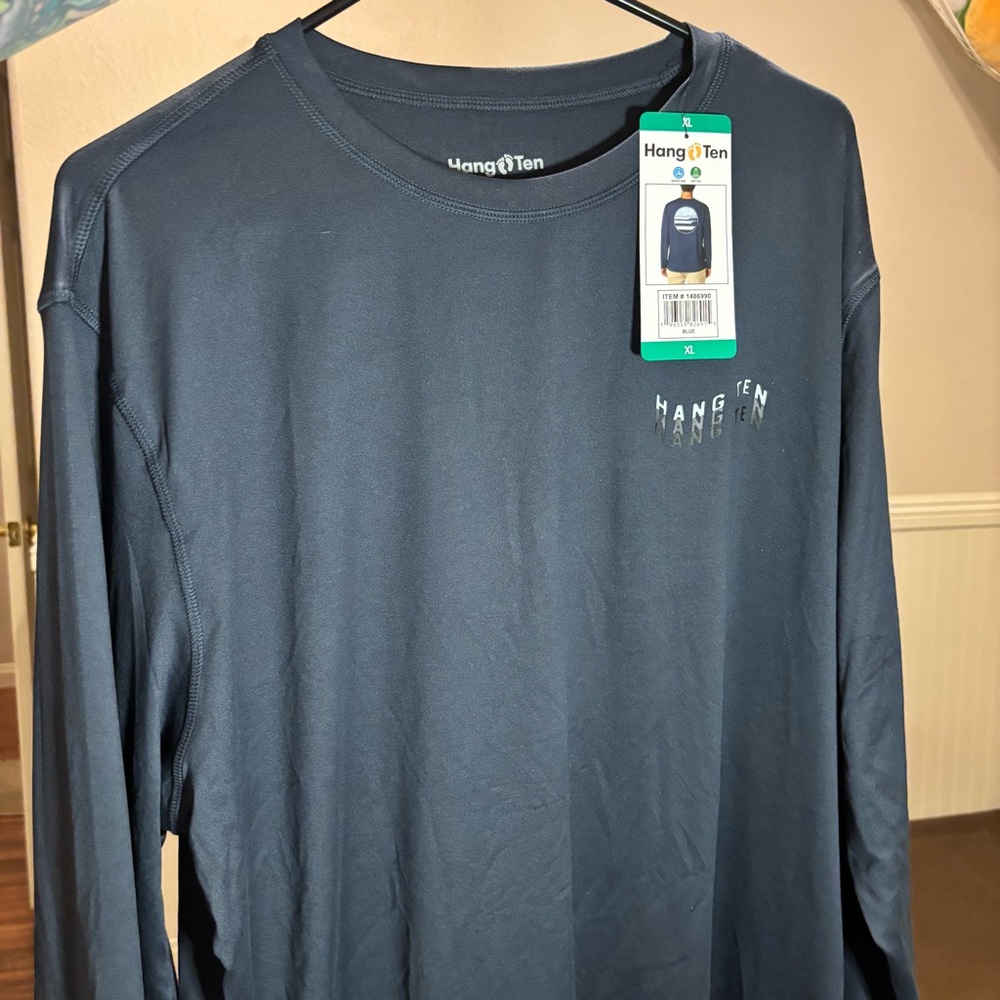 XL New with Tags Hang Ten Men's Long-Sleeve Crew Tee - Dark Blue